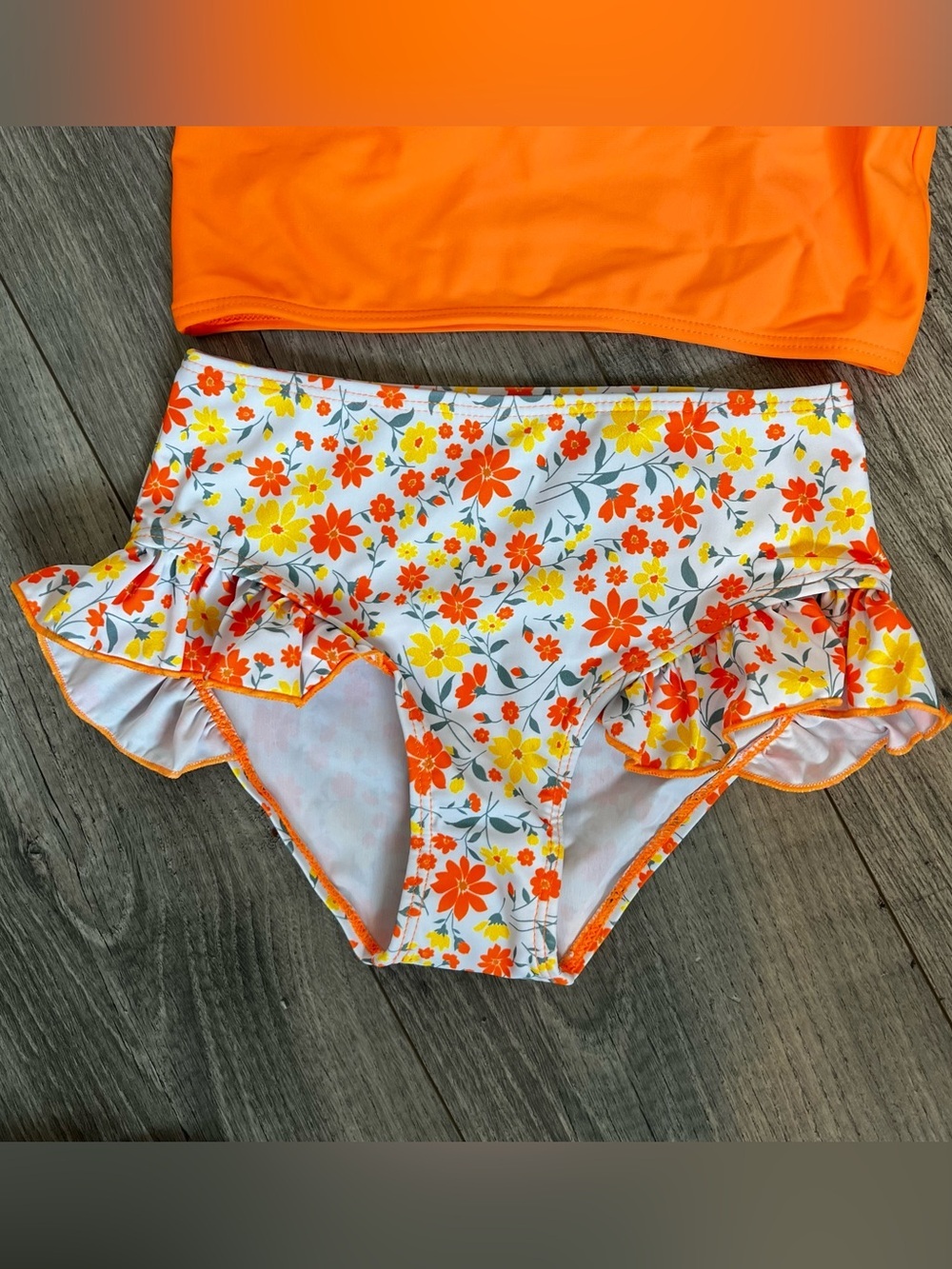 NWT Happy Town Toddler Orange Floral Two Piece Swimsuit-5T/6T - Picture 5 of 10